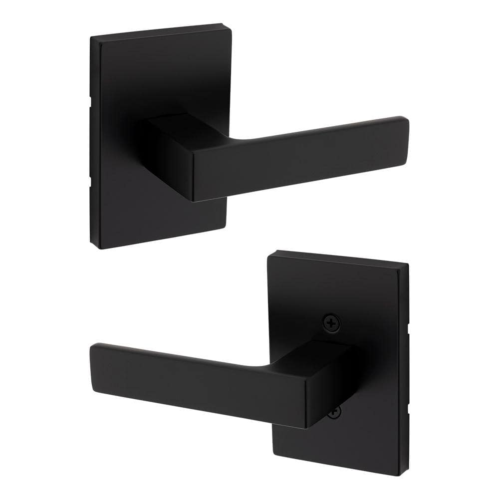Kwikset Singapore Matte Black Rectangular Straight Hall/Closet Door Handle