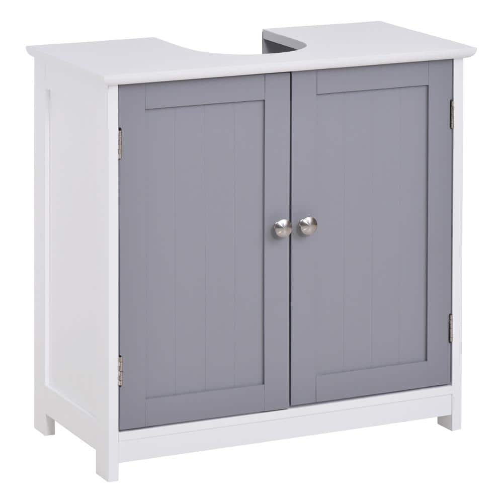 Tileon 24 in. Freestanding Bath Vanity Cabinet without Top in White, 2-Tier Pedestal Under Sink Cabinet with Adjustable Shelf (1)