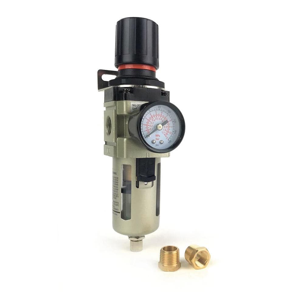 Primefit FR3802G 3/8 in. Air Filter Regulator Combo with Pressure Gauge with Max Inlet 200 PSI and Max Outlet 160 PSI