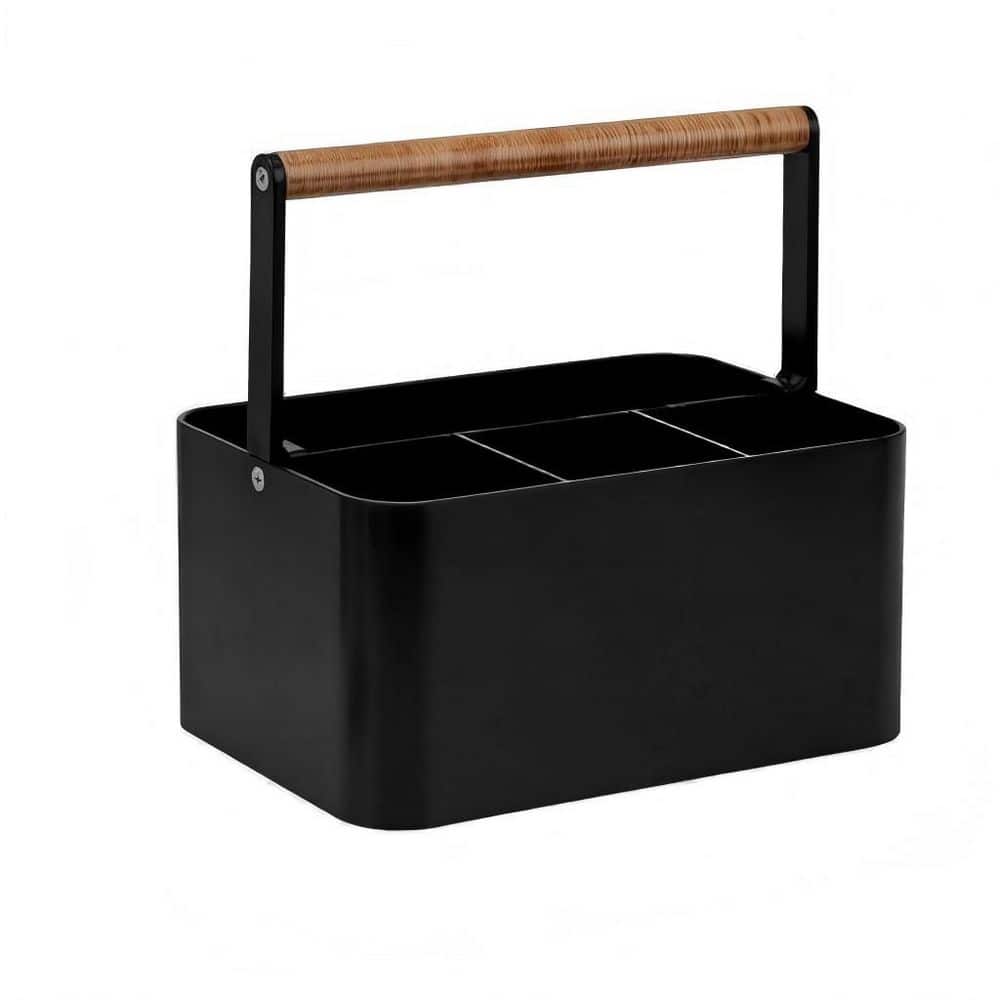 Wudkey Bathroom Caddy Organizer with Handle and Adjustable Dividers, Plastic Shower Caddy for Toiletry in Black (1)