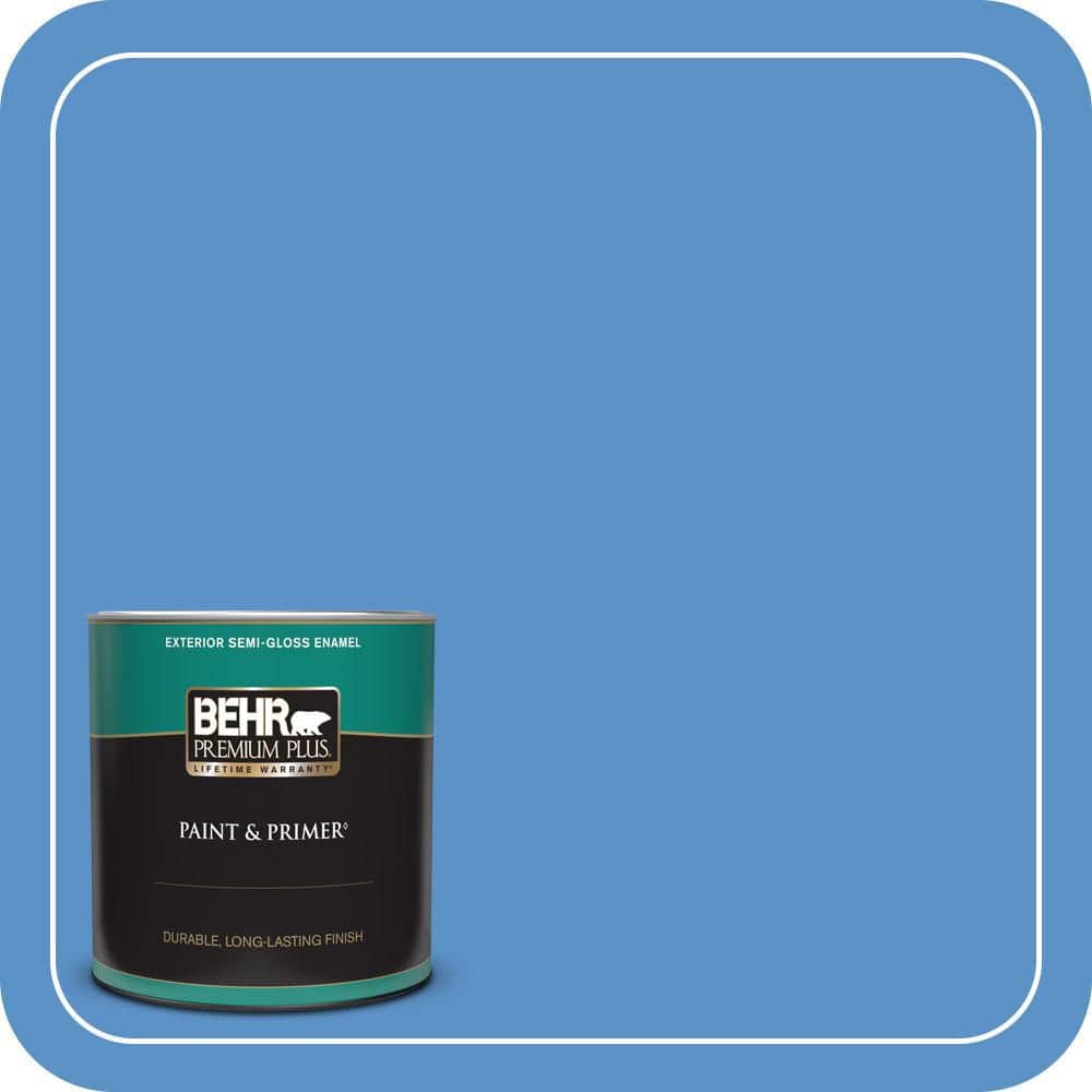 BEHR PREMIUM PLUS 1 qt. #MQ4-26 Come Sail Away Semi-Gloss Enamel Exterior Paint & Primer