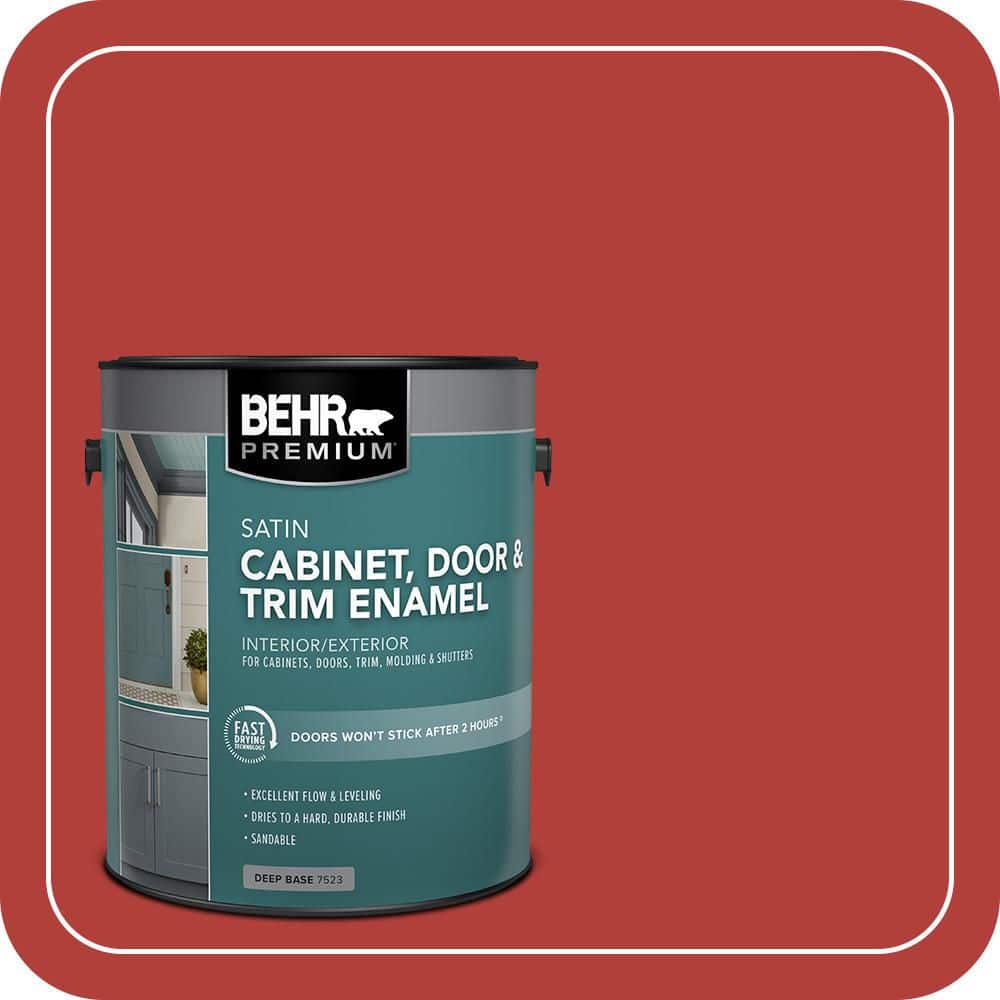 BEHR PREMIUM 1 gal. #170B-7 Red Tomato Satin Enamel Interior/Exterior Cabinet, Door & Trim Paint