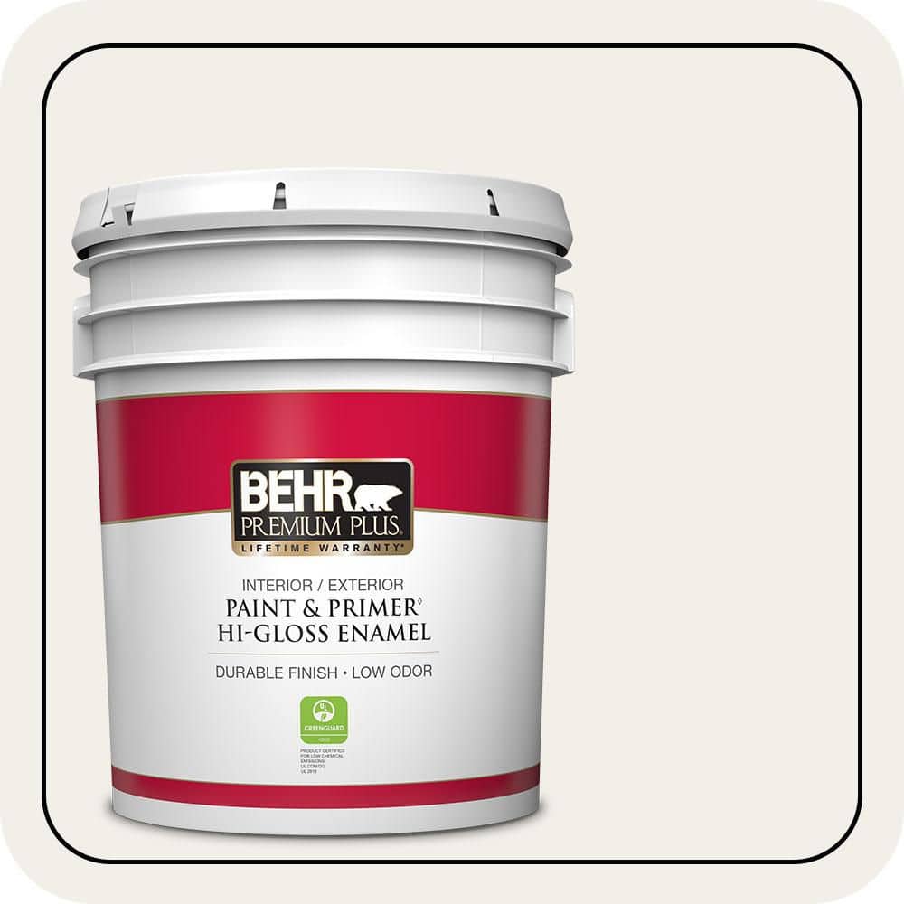 BEHR PREMIUM PLUS 5 gal. #T11-13 Fuji Snow Hi-Gloss Enamel Interior/Exterior Paint & Primer (1)