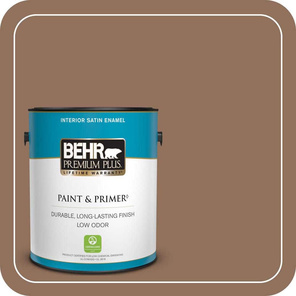 BEHR PREMIUM PLUS 1 gal. #N240-6 Wild Mustang Satin Enamel Low Odor Interior Paint & Primer