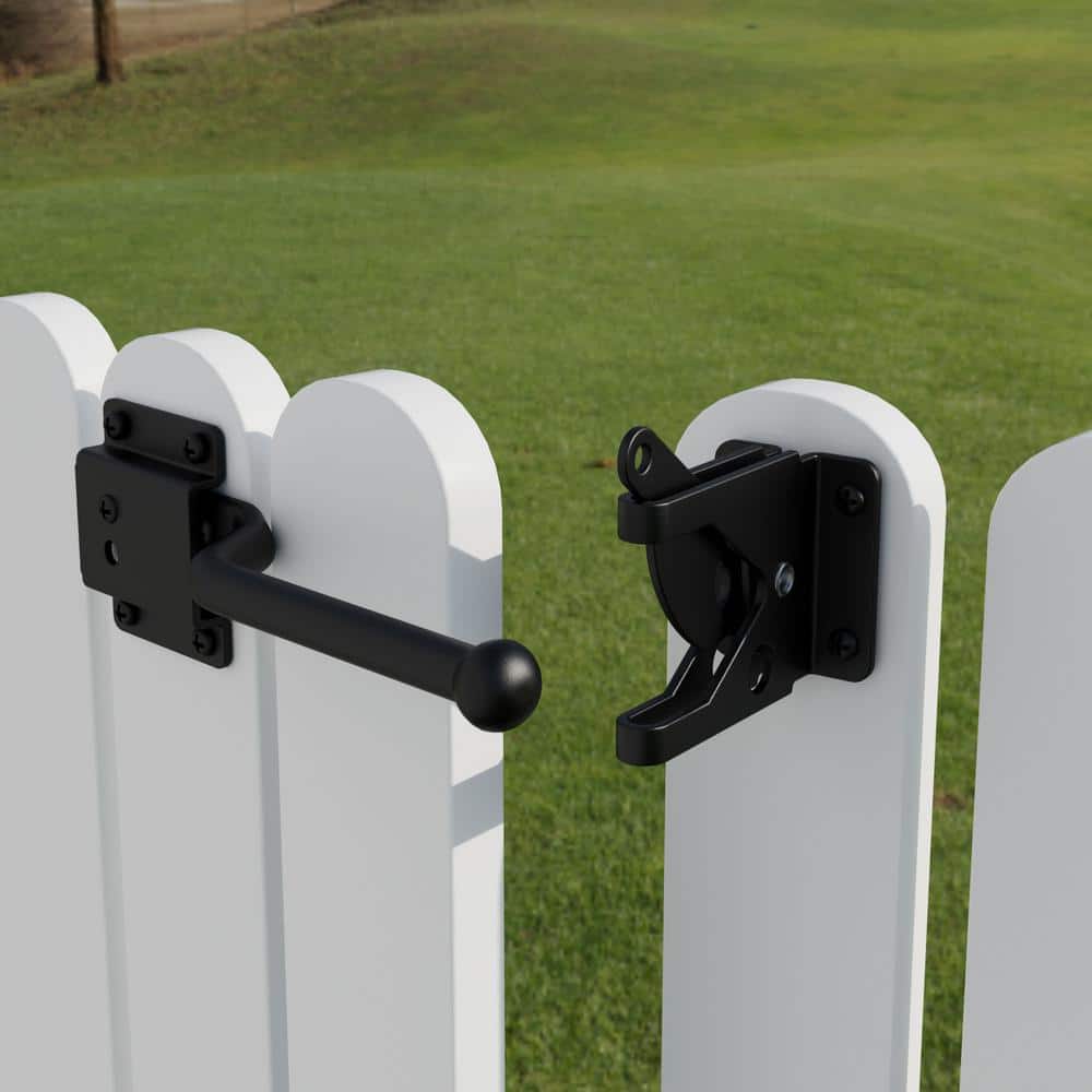 WINSOON 5.8 in. Black Iron Self-Adjusting Gate Latch with Screws (2)