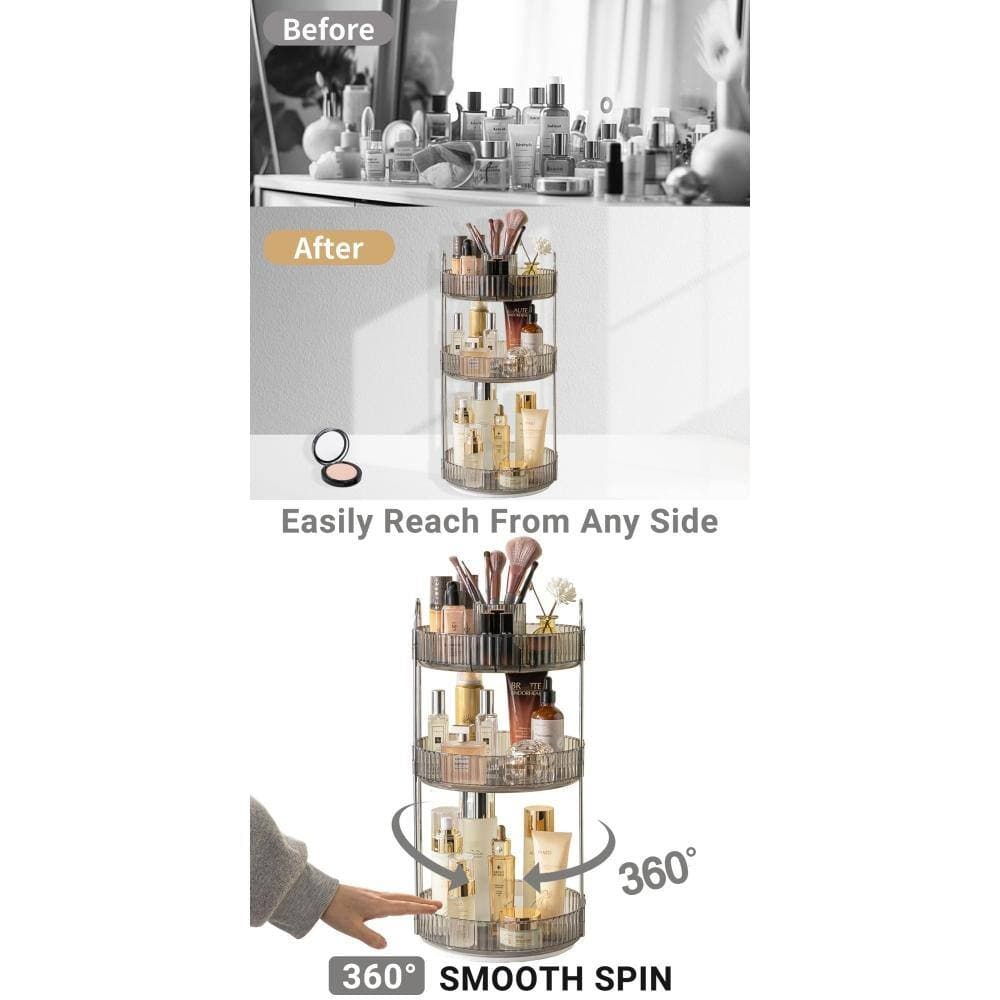 Whatseaso 9.5 in. W x 18.5 in H x 9.5 in. D Plastic in Gray Over The Toilet Storage 360 Rotating Makeup Organizer (2)