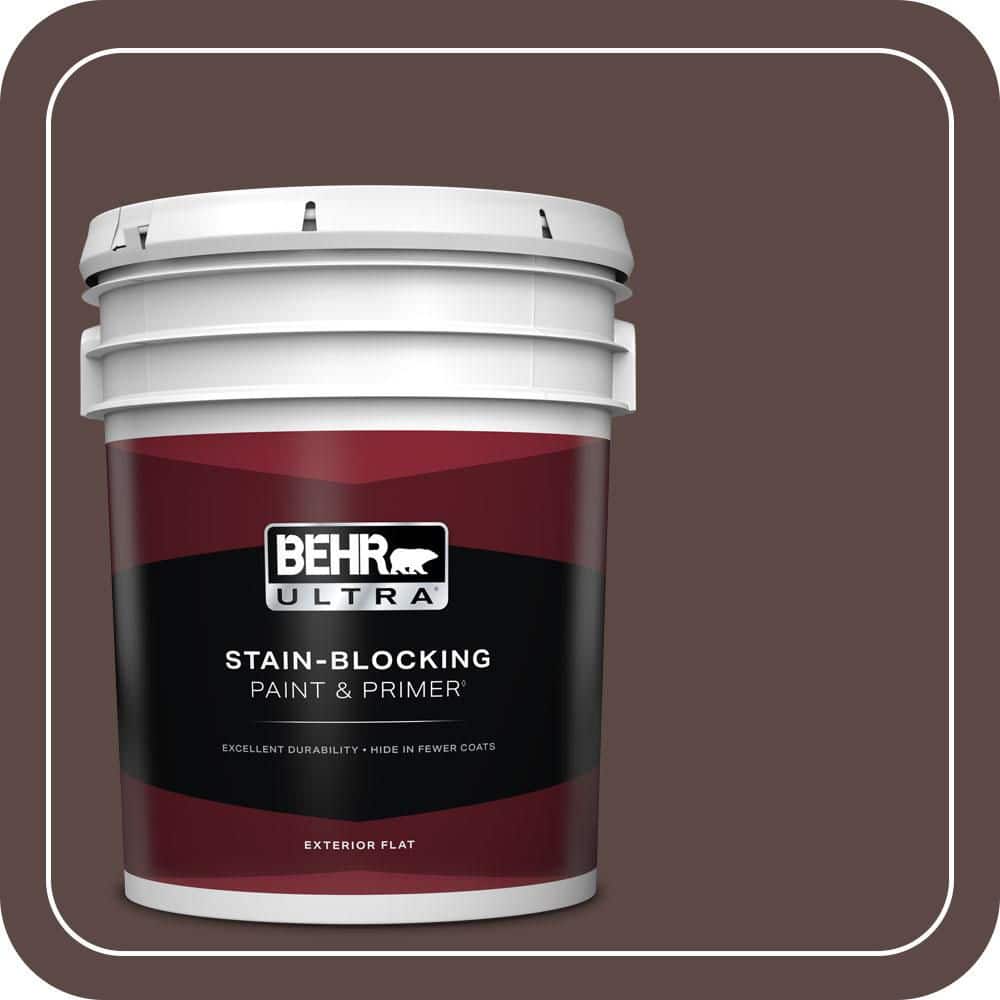 BEHR ULTRA 5 gal. #MQ1-58 Chocolate Soul Flat Exterior Paint & Primer