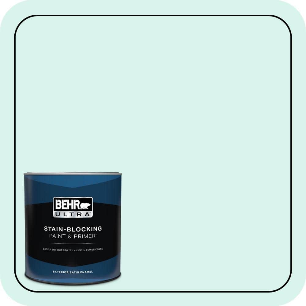 BEHR ULTRA 1 qt. #480A-1 Minted Ice Satin Enamel Exterior Paint & Primer