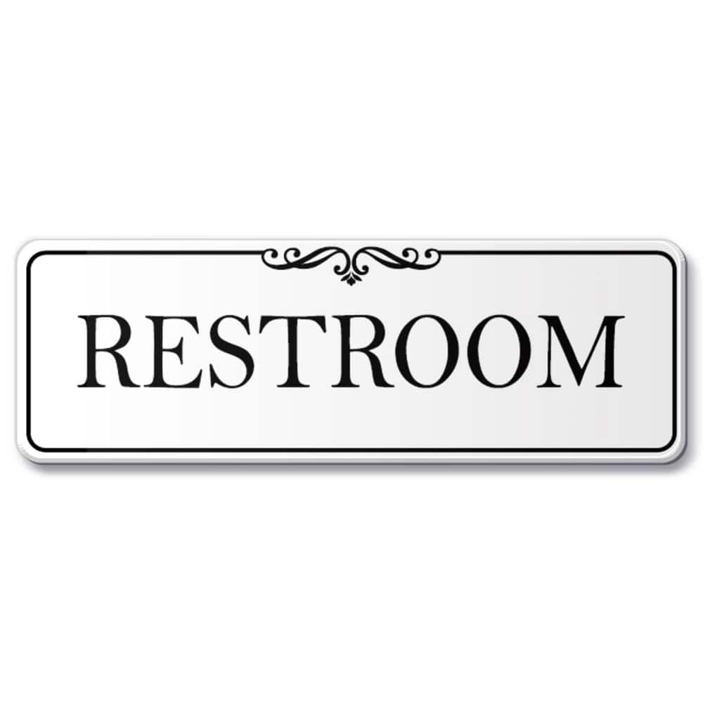 LAIFUCAM 9x3 in. Acrylic Elegant White Self-Stick Restroom Door Wall Signage, Glass-Like Look, Easy Install, 1 Piece (1)