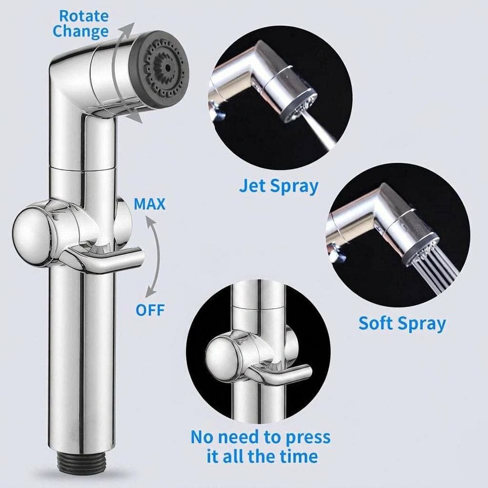 Anqtovp Handheld Bidet Sprayer Attachment with Hose, Bracket and T-Valve, Dual Jet and Soft Spray Modes for Toilet (2)