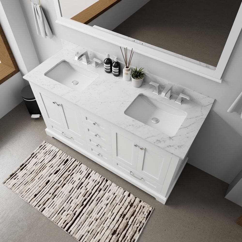 Lexora Dukes 60 in. W 22 in. D Double Bath Vanity without Top and 58 in. Mirror (2)