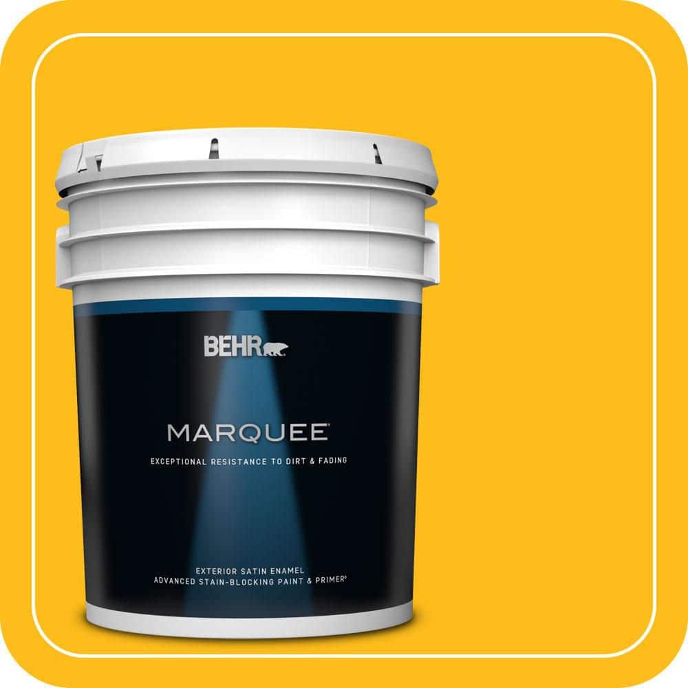 BEHR MARQUEE 5 gal. #P290-7 Laser Lemon Satin Enamel Exterior Paint & Primer