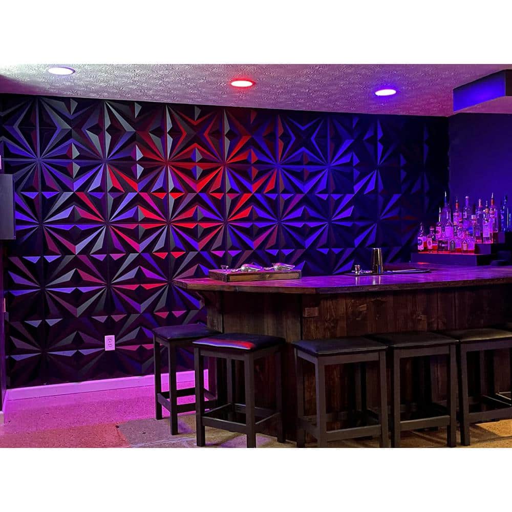 Art3dwallpanels 19.7 in. x 19.7 in. 32 sq. ft. Black PVC 3D Wall Panel Star Textured for Interior Wall Decor (Pack of 12-Tiles) (3)