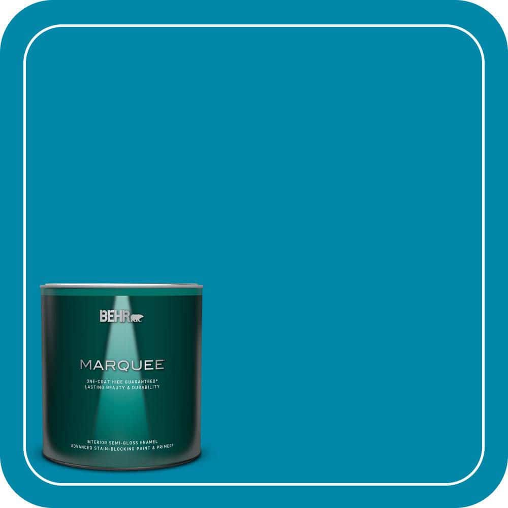 BEHR MARQUEE 1 qt. #P490-6 Hacienda Blue Semi-Gloss Enamel Interior Paint & Primer