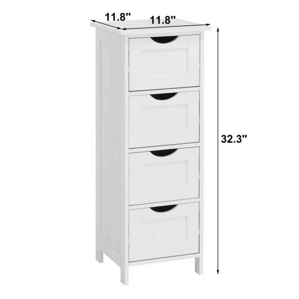 Wudkey 32.3 in. White Freestanding Bathroom Storage Cabinet with Drawers and Tabletop for Bedroom or Bathroom Organization (2)