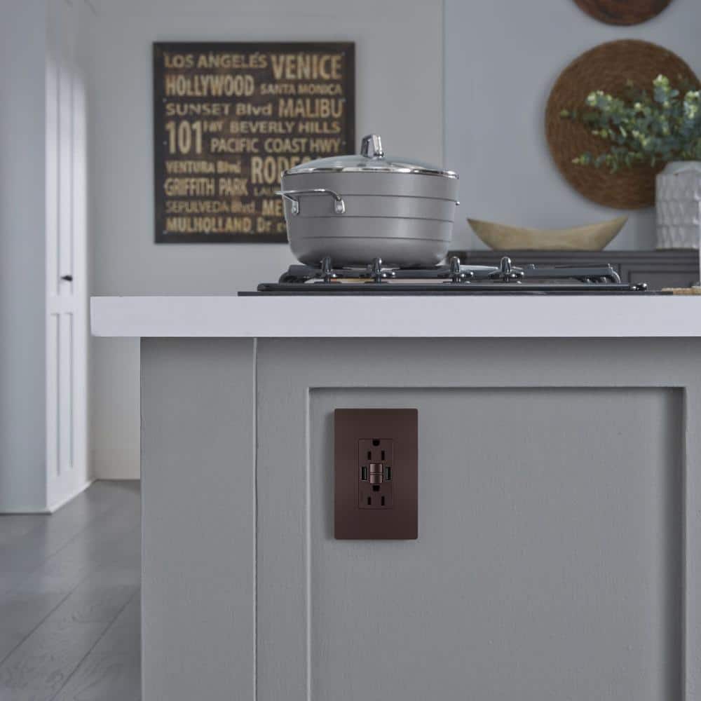 Legrand radiant 125-Volt Tamper Resistant Self-Test GFCI Duplex Outlet with Type A/A USB (2)