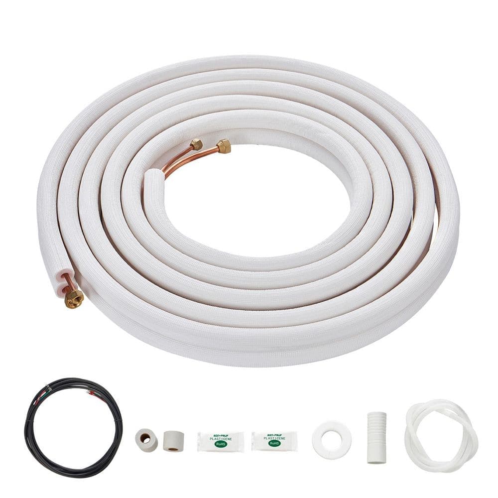SKYSHALO 25 ft. Mini Split Line Set 1/4 in. and 3/8 in. O. D Copper Pipes Tubing and Triple-Layer Insulation for Air Conditioning (1)