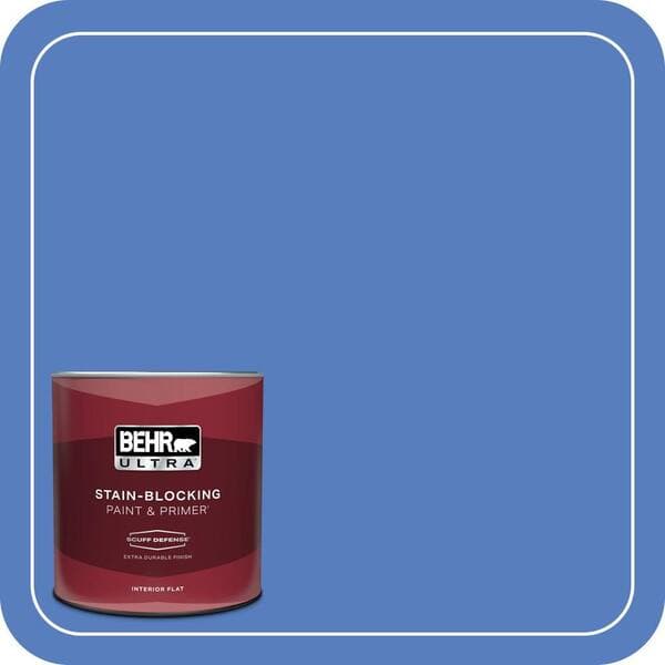 BEHR ULTRA 1 qt. #MQ4-25 Blue Iolite Extra Durable Flat Interior Paint & Primer (2)