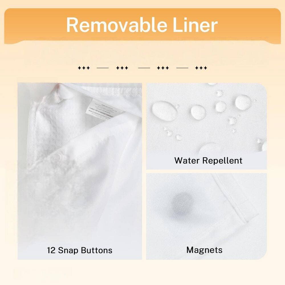 Wudkey 71 in. W x 74 in. L Dotted Waffle Polyester Shower Curtain with Snap in Liner in White for Home Bathroom Hotel Spa Use (3)