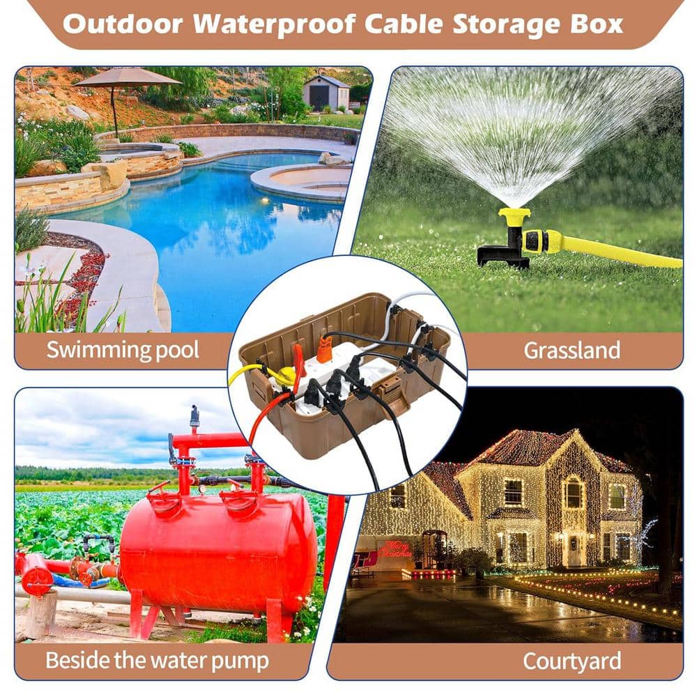 Lukyamzn 12.5 in. D x 8.5 in. W x 5 in. H Plastic Brown Outdoor Electrical Box 1-Gang with IP54 Waterproof and Weatherproof (2)
