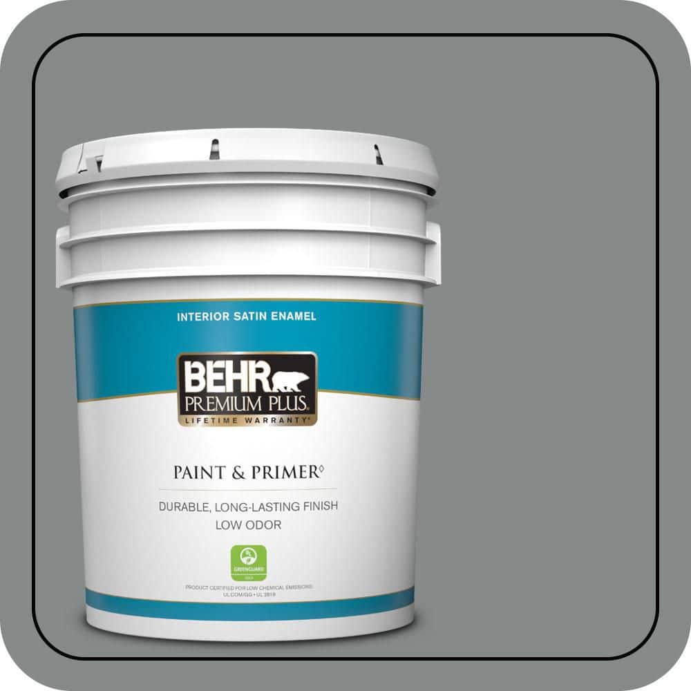 BEHR PREMIUM PLUS 5 gal. #N460-5 Slate Rock Satin Enamel Low Odor Interior Paint & Primer