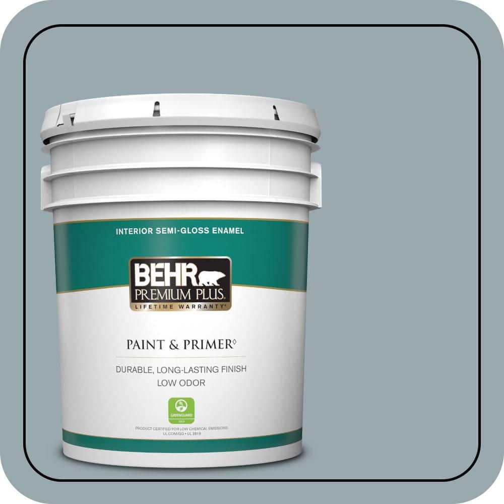 BEHR PREMIUM PLUS 5 gal. #N470-4 NorWester Semi-Gloss Enamel Low Odor Interior Paint & Primer