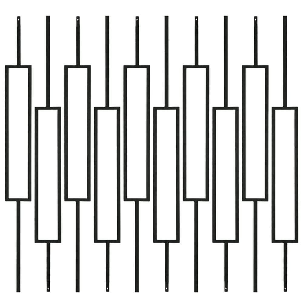 Afoxsos 44 in. Satin Black Hollow Rectangle Iron Metal Baluster for Staircase, (10-Pack) (1)