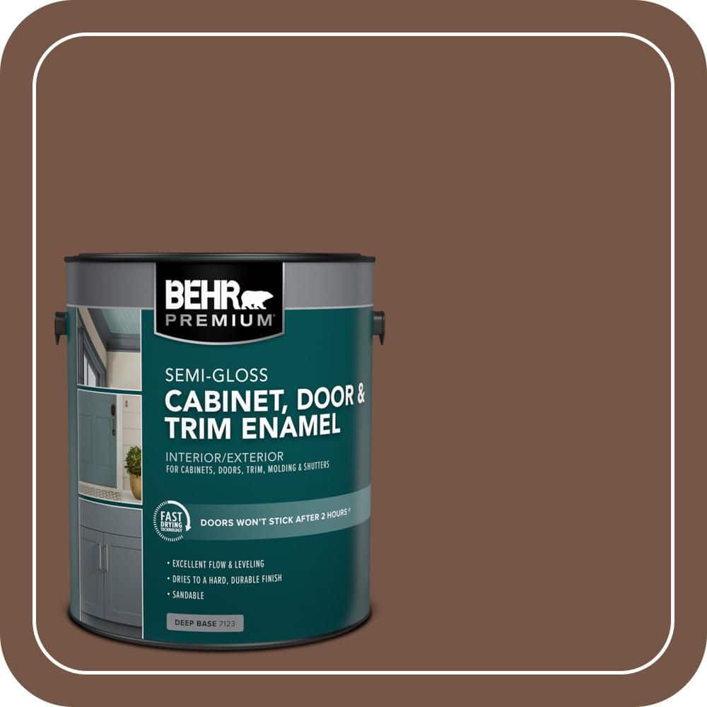 BEHR PREMIUM 1 gal. #SC-129 Chocolate Semi-Gloss Enamel Interior/Exterior Cabinet, Door & Trim Paint