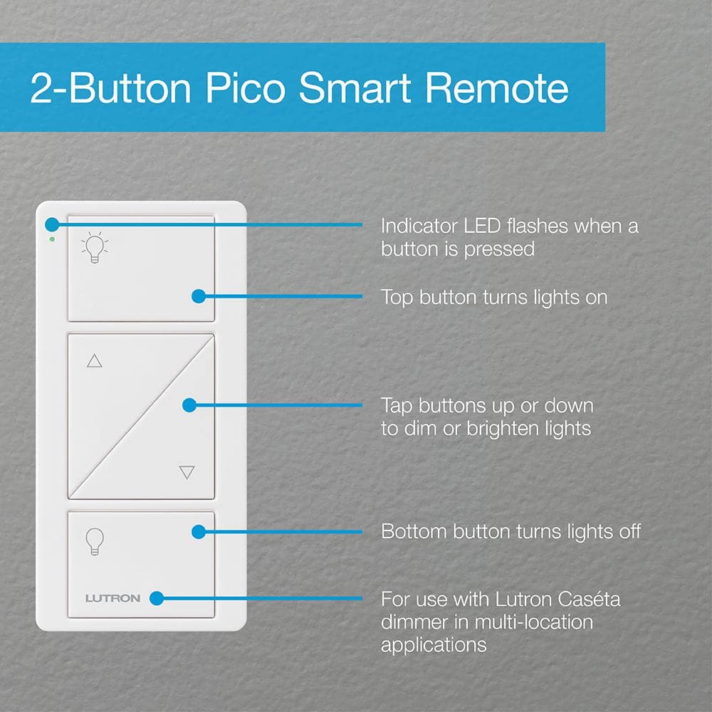 Lutron Pico Smart Remote (2-Button with Raise/Lower) for Caseta Smart Dimmer Switch, Ivory (PJ2-2BRL-GIV-L01) (4)