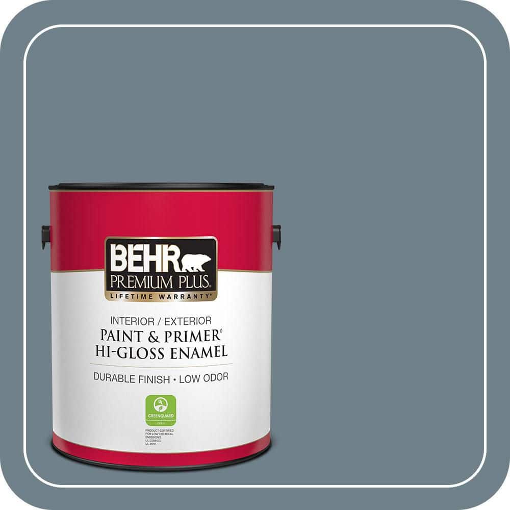 BEHR PREMIUM PLUS 1 gal. #PPU13-04 Atlantic Shoreline Hi-Gloss Enamel Interior/Exterior Paint & Primer
