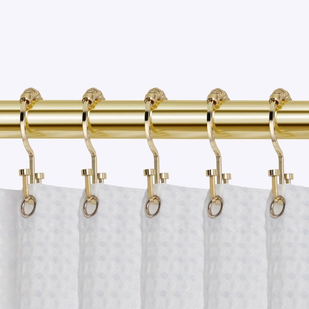 Utopia Alley Deco Flat Double Roller Shower Curtain Hooks in Gold