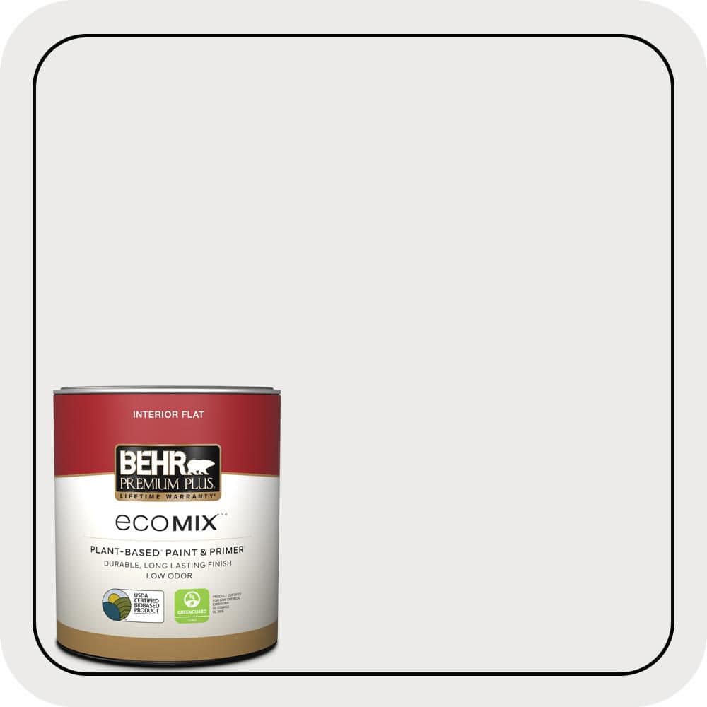 BEHR PREMIUM PLUS 1 qt. #640E-1 Silver Chalice Flat EcoMix Plant-Based Interior Paint & Primer (1)