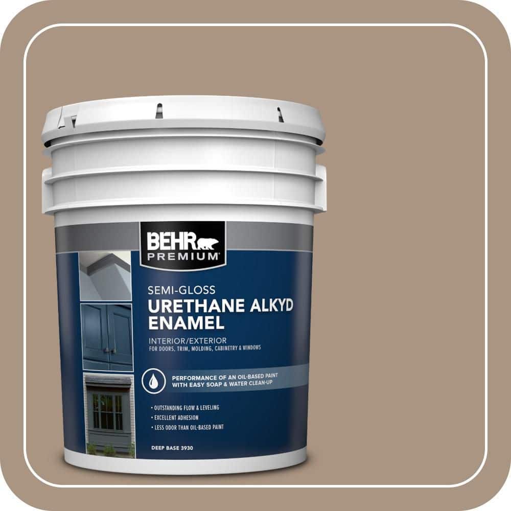 BEHR PREMIUM 5 gal. #T17-11 Silent Sands Urethane Alkyd Semi-Gloss Enamel Interior/Exterior Paint