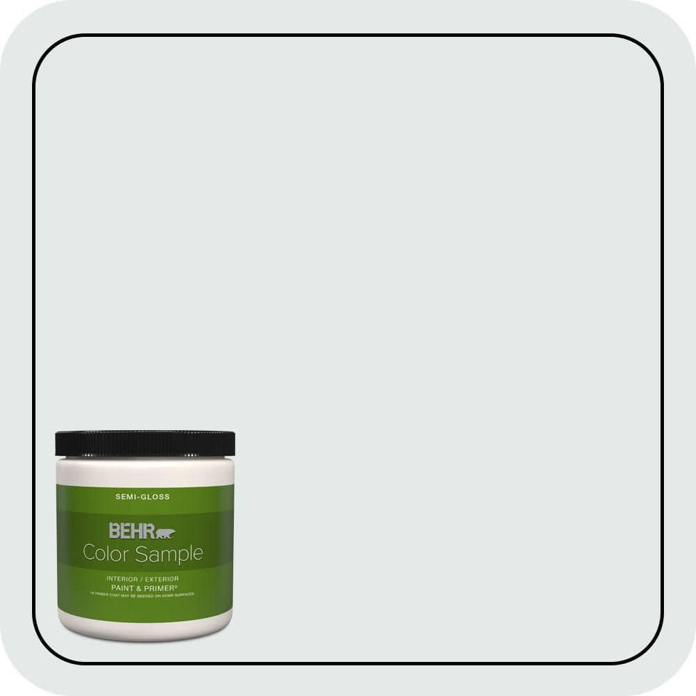 BEHR PREMIUM PLUS 8 oz. #PWN-27 Blue Opal Semi-Gloss Interior/Exterior Paint & Primer Color Sample