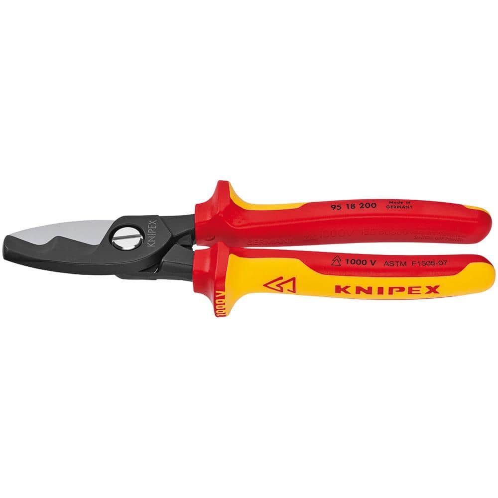 KNIPEX 8 in. 1000-Volt Insulated Cable Shears with Comfort Grip Handles