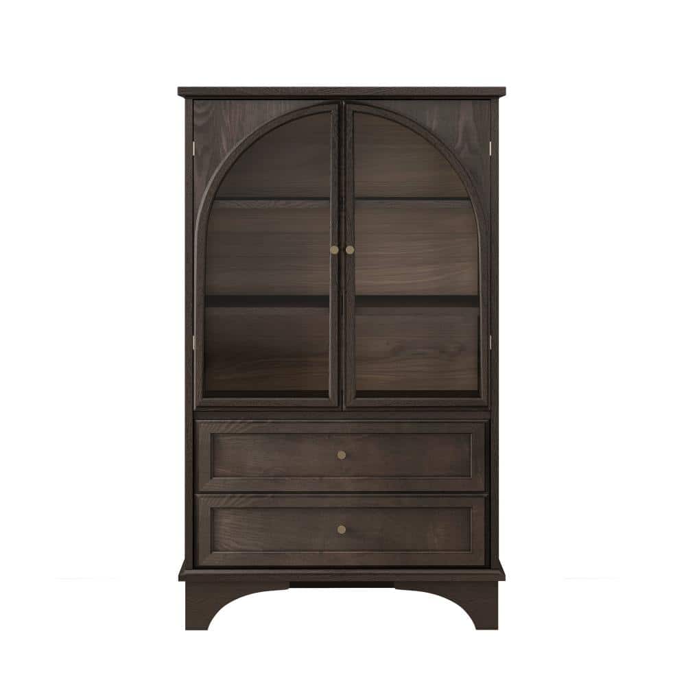 COWLOWN 31.5 in. W x 15.75 in. D x 52.17 in. H Brown Linen Cabinet with 2 Drawers and Adjustable Shelf (1)