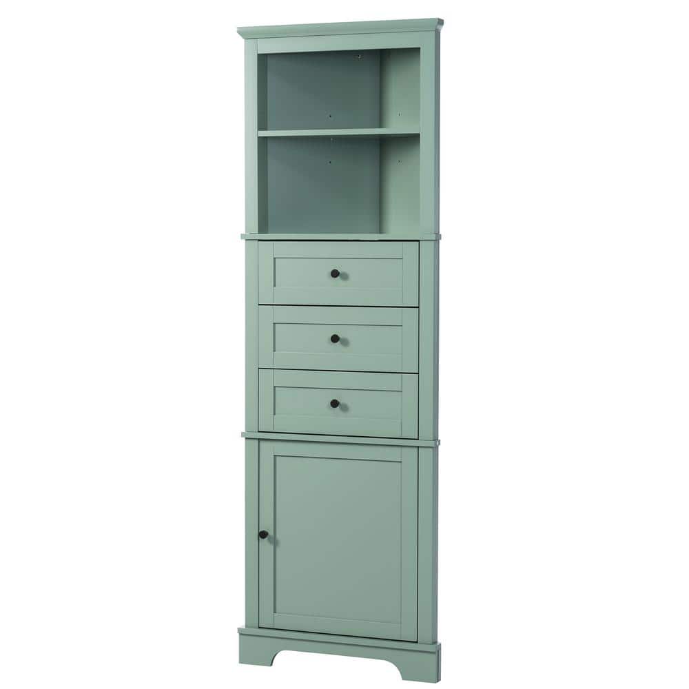 Unbranded 23 in. W 13 in. D 68.3 in. H MDF Board Linen Cabinet with 3-Drawers and Adjustable Shelves
