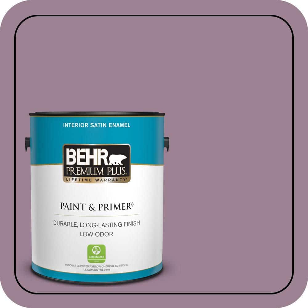 BEHR PREMIUM PLUS 1 gal. #S110-5 Garden Plum Satin Enamel Low Odor Interior Paint & Primer