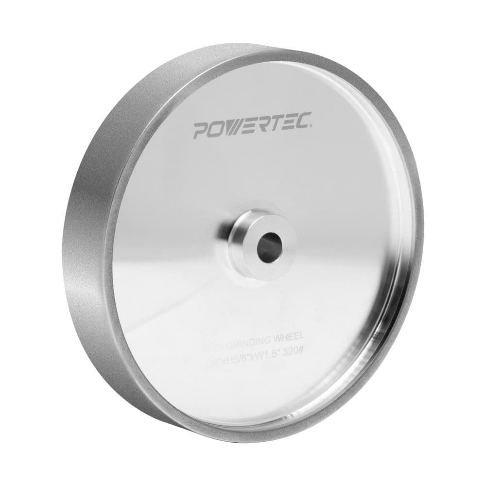 ‎POWERTEC 8 in. x 1-1/2 in. W, 5/8 in. Arbor, CBN Bench Grinding Wheel, 320 Grit for Sharpening HSS/Lathe Tool for Bench Grinder (1)
