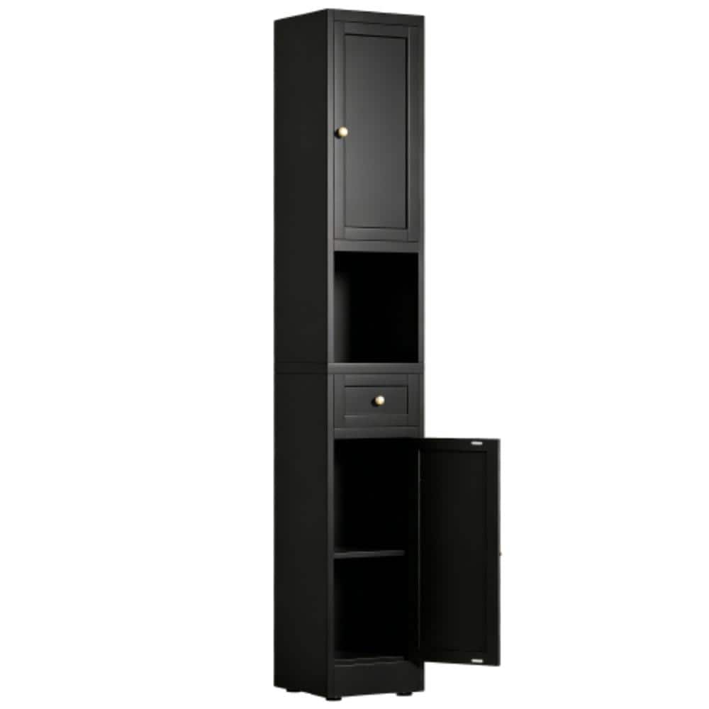 Unbranded 11.8 in. W x 11.8 in. D x 70.9 in. H Bathroom Black Linen Cabinet (1)