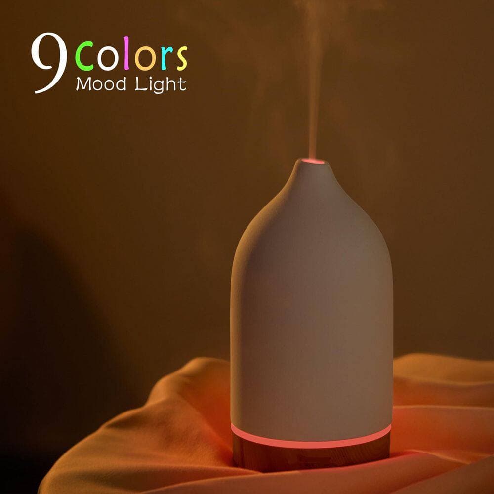 Wudkey 1-Piece Bathroom Accessory Set in White, 200ml Ceramic Essential Oil Diffuser, Ultrasonic Aromatherapy Diffusers (3)