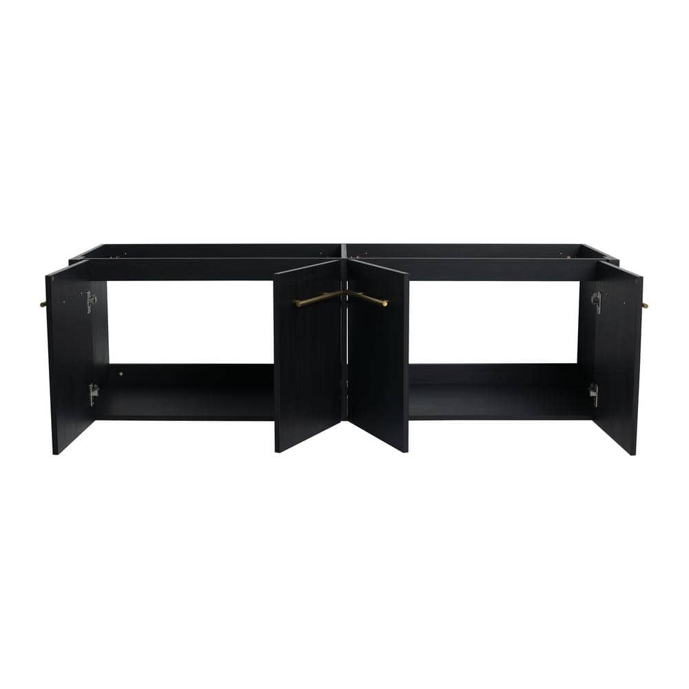 Tileon 58.69 in. W 17.94 in. D 17.69 in. H Floating Bath Vanity Cabinet without Top with 2 Soft-Close Doors Black (2)