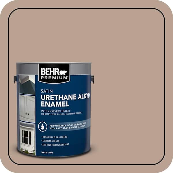 BEHR PREMIUM 1 gal. #AE-3 Earthy Tan Urethane Alkyd Satin Enamel Interior/Exterior Paint (2)