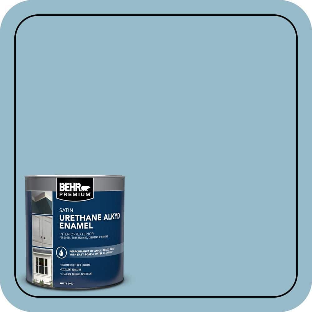 BEHR PREMIUM 1 qt. #S480-3 Sydney Harbor Satin Enamel Urethane Alkyd Interior/Exterior Paint (1)