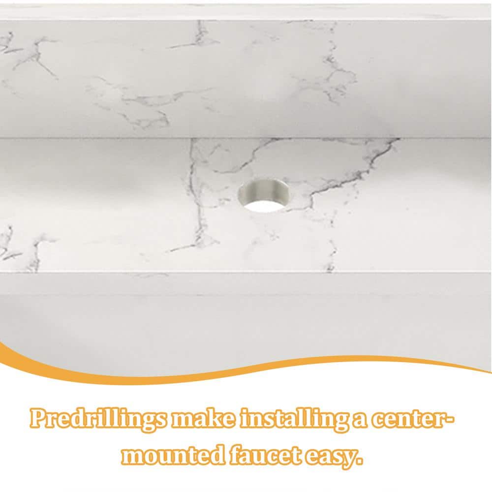 Dimakai 43 in. W x 22 in. D Engineered Stone Composite White Square Single Sink Bathroom Vanity Top Only in Carrara Jade (3)