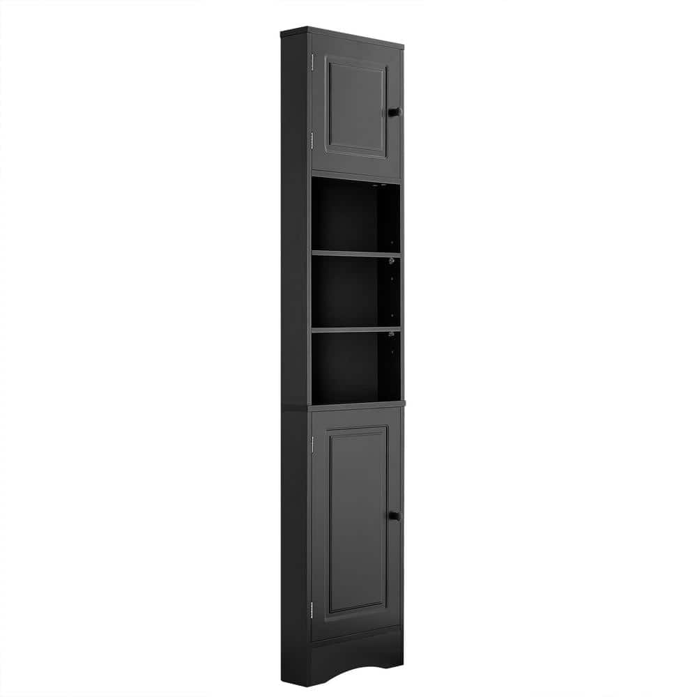 Unbranded 14.6 in. W 9.4 in. D 66.9 in. H Linen Cabinet, Storage Cabinet with 2 Doors and Adjustable Shelves, Open Shelf