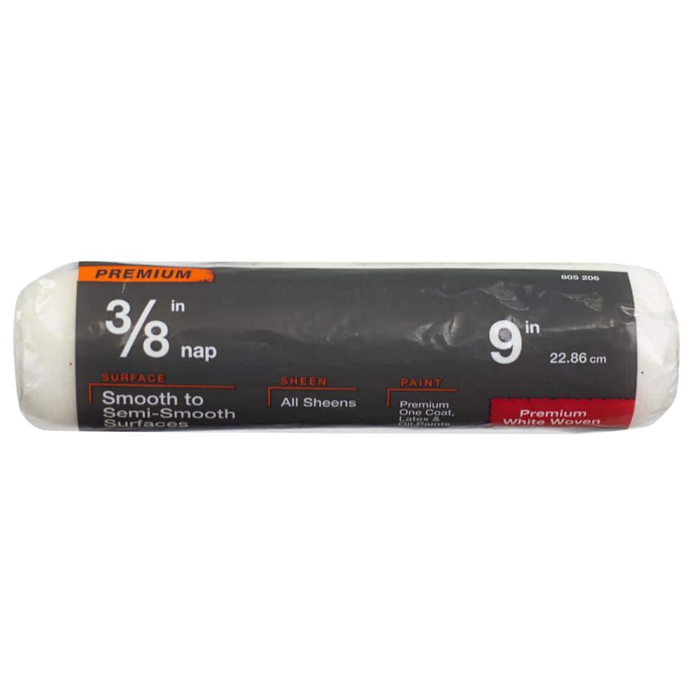 PRIVATE BRAND UNBRANDED Premium 9 in. x 3/8 in. Shed Resistant White Woven Paint Roller Cover