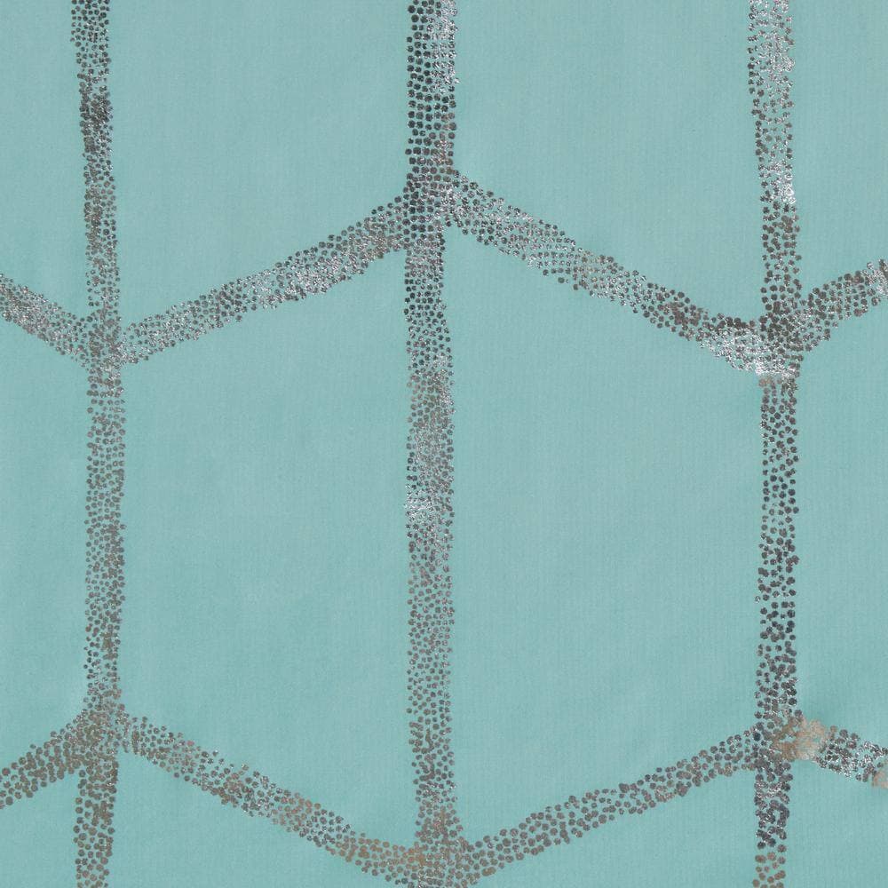 Intelligent Design Khloe 72 in. x 72 in. Aqua/Silver Microfiber Printed Metallic Shower Curtain (2)