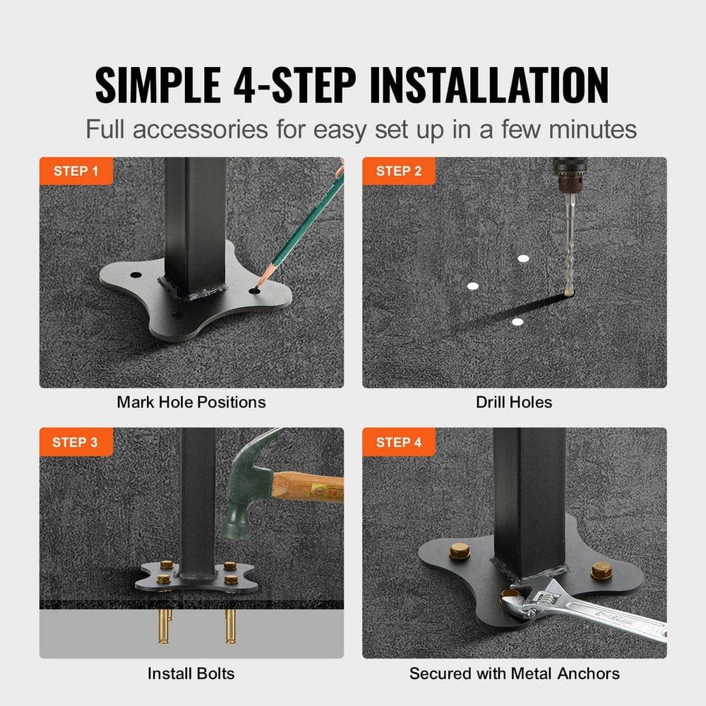 Laybus 68 in. Matte Black Outdoor Stair Railing Fits for 1-5 Steps Transitional Wrought Iron Handrail, Exterior Stair Railing (3)