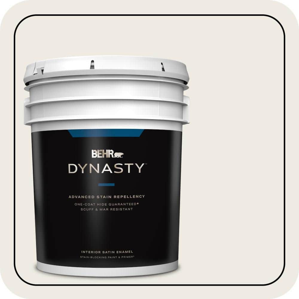BEHR DYNASTY 5 gal. #PPU7-12 Silky White Satin Enamel Interior Stain-Blocking Paint & Primer